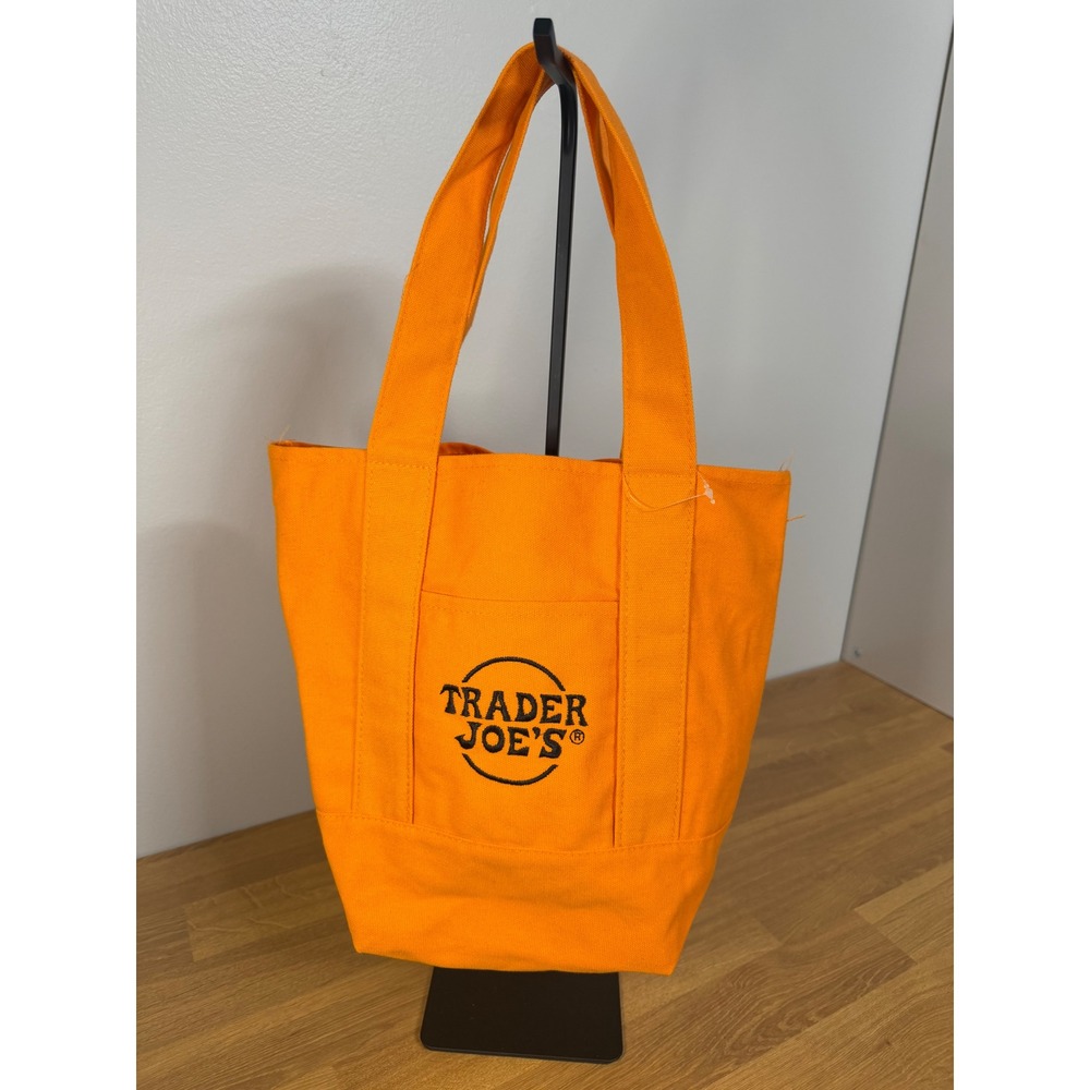 Trader Joe's Mini Canvas Tote Bag Orange Reusable‎ Grocery Handbag T2506 KARYON
